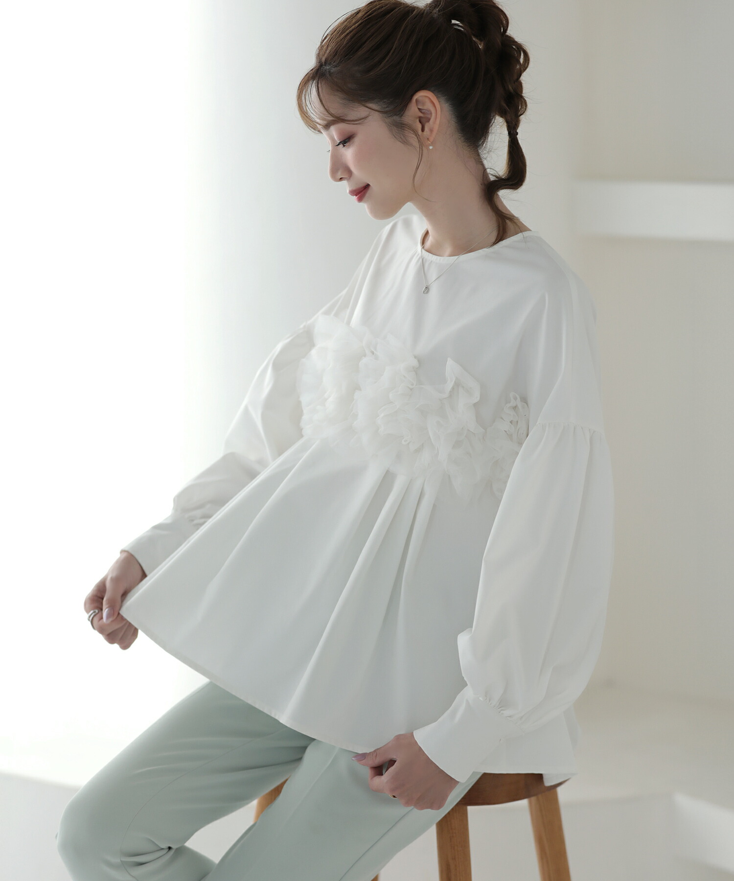 楽天市場】60％OFF【5980円→2392円】□胸フリル長袖ブラウス 長袖