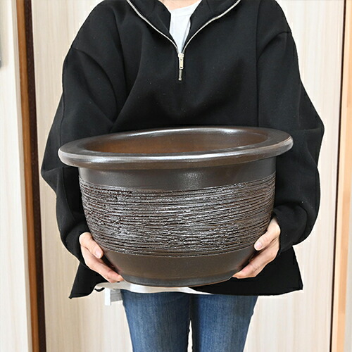 楽天市場】大型植木鉢【信楽焼植木鉢】【 信楽焼 植木鉢 】 窯肌輪型
