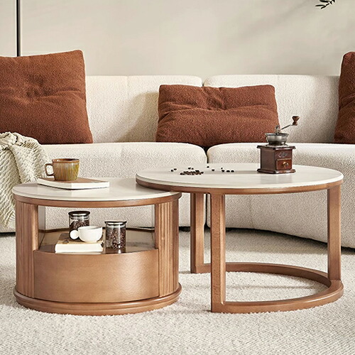 楽天市場】10%OFF+P2倍 SS限定 ネストテーブル 丸 完成品 2個セット 幅