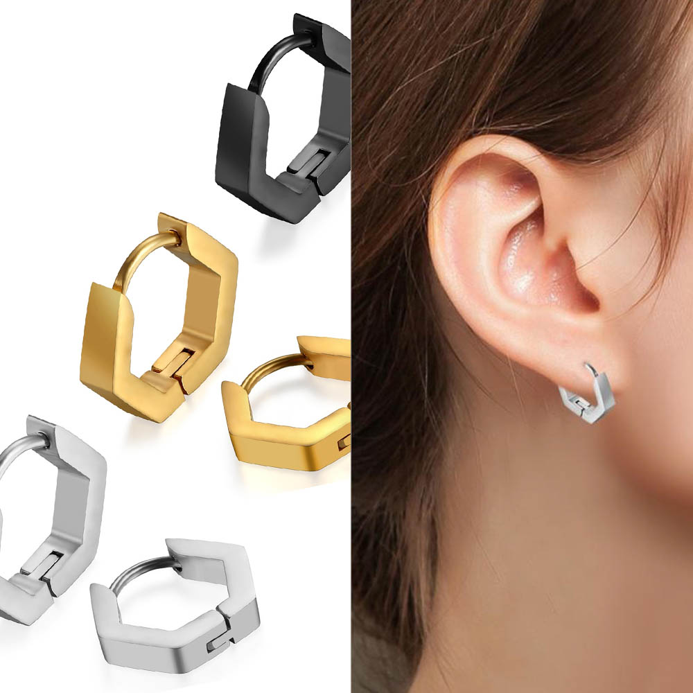 楽天市場】六角形フープピアス 1個販売 ステンレス製 ヘキサゴン