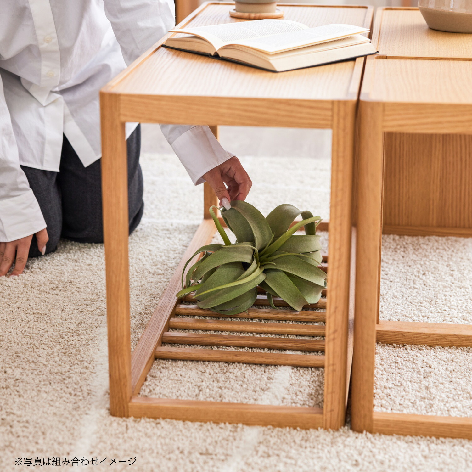 楽天市場】IKASAS イカサ サイドテーブル 天然木 木製 無垢 完成品 角