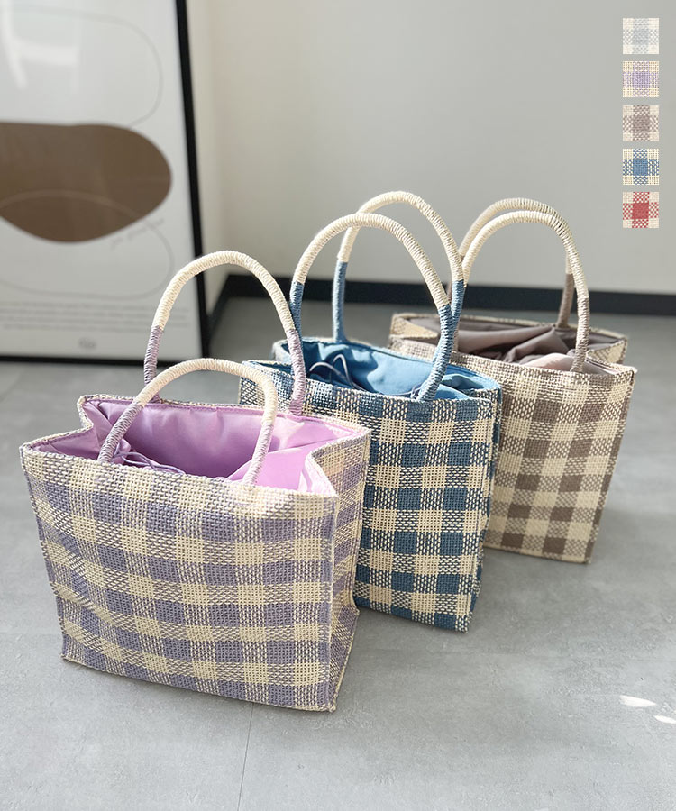 楽天市場】 チェックボックストートバッグ [B1464] レディース 雑材