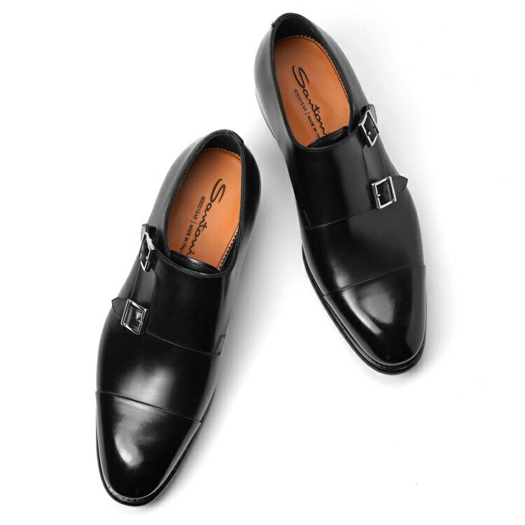 楽天市場】サントーニ SANTONI 11652 ダブルモンクストラップ ブラック