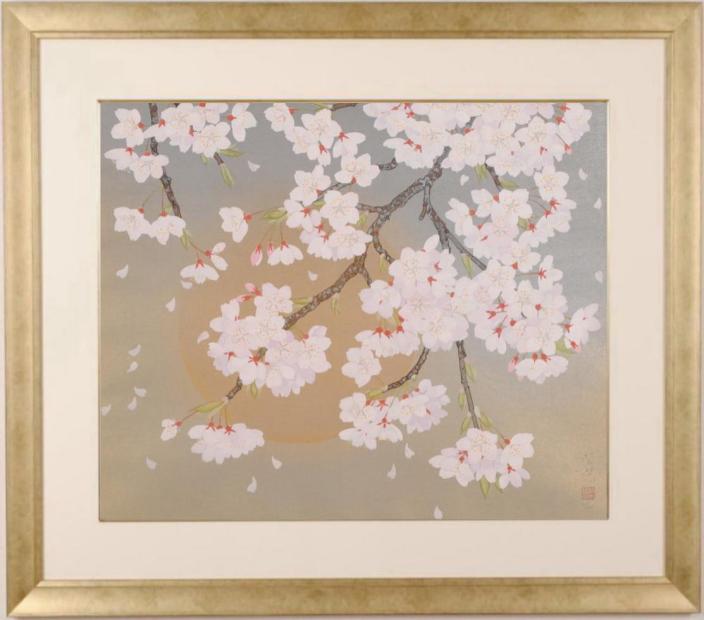 楽天市場】森田りえ子 朧ろ月 桜 絵画 満月 和風 インテリア 木版画