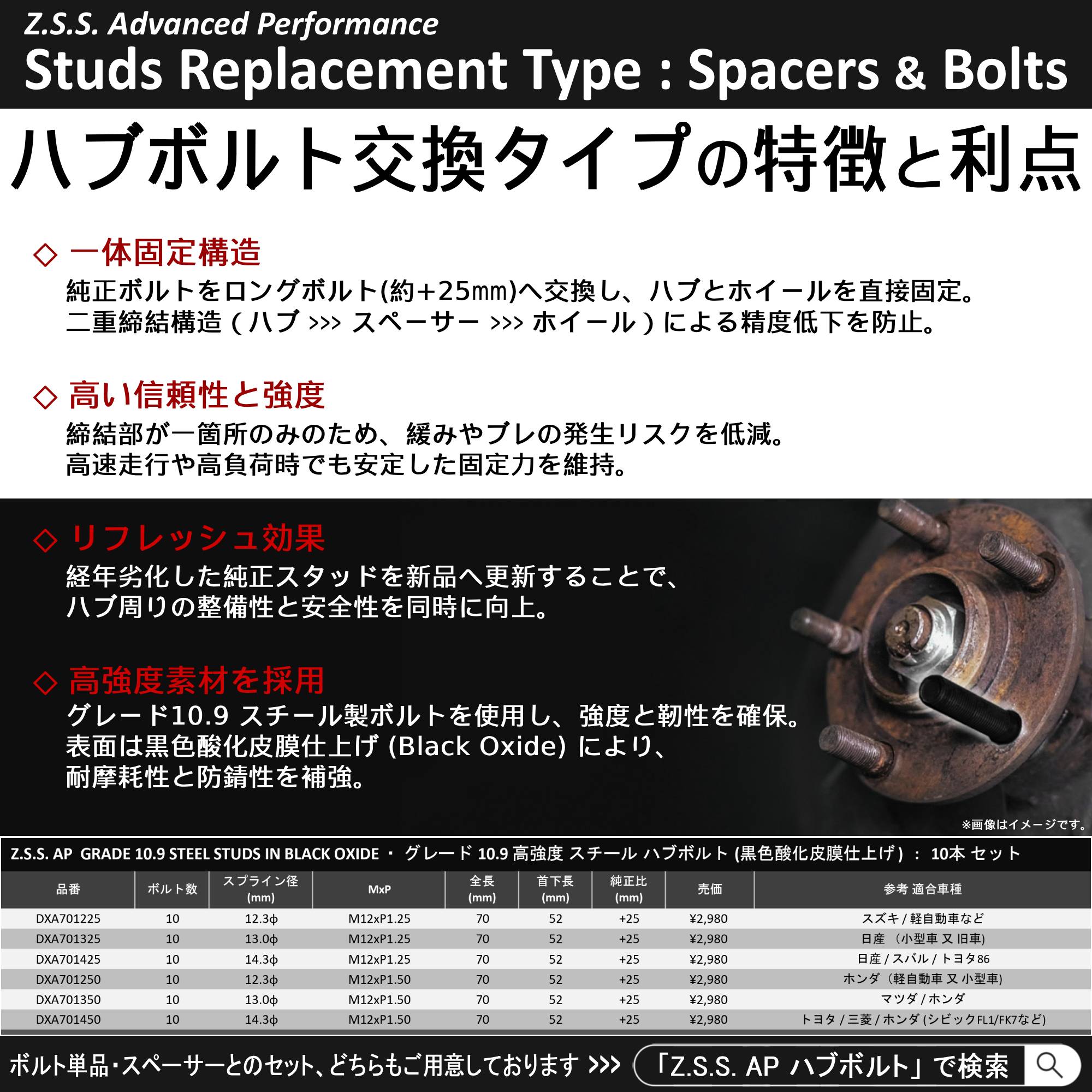 楽天市場】Z.S.S. AP 【 純正交換用ハブボルト付き】マツダ CX-60