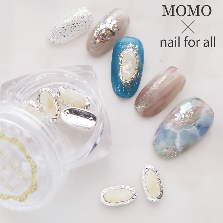 楽天市場】MOMOネイルパーツ 天然石風フレーム 6個入り（メール便可