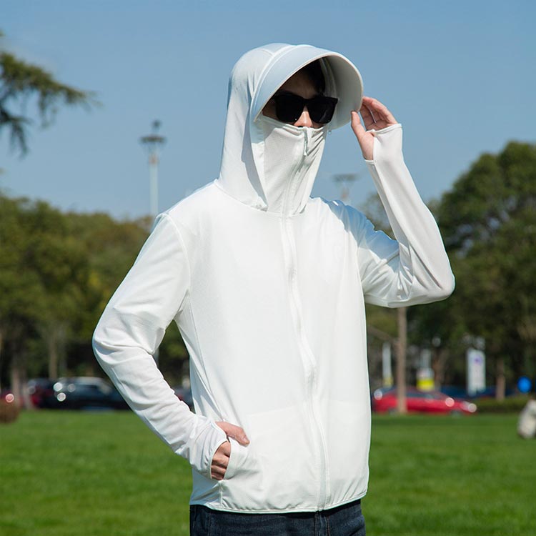 楽天市場】UVカット パーカー つば フード付き ハイネック フル