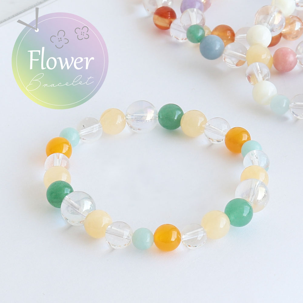 楽天市場】お花をイメージ フラワー 天然石のブレスレット お守り