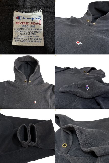 楽天市場】USA製 90s Champion R/W Sweat Hoodie 黒 M 刺繍タグ