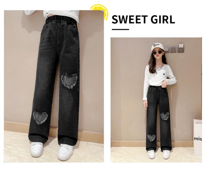 楽天市場】韓国子供服 春秋 デニムダメージジーンズ 女の子 デニム