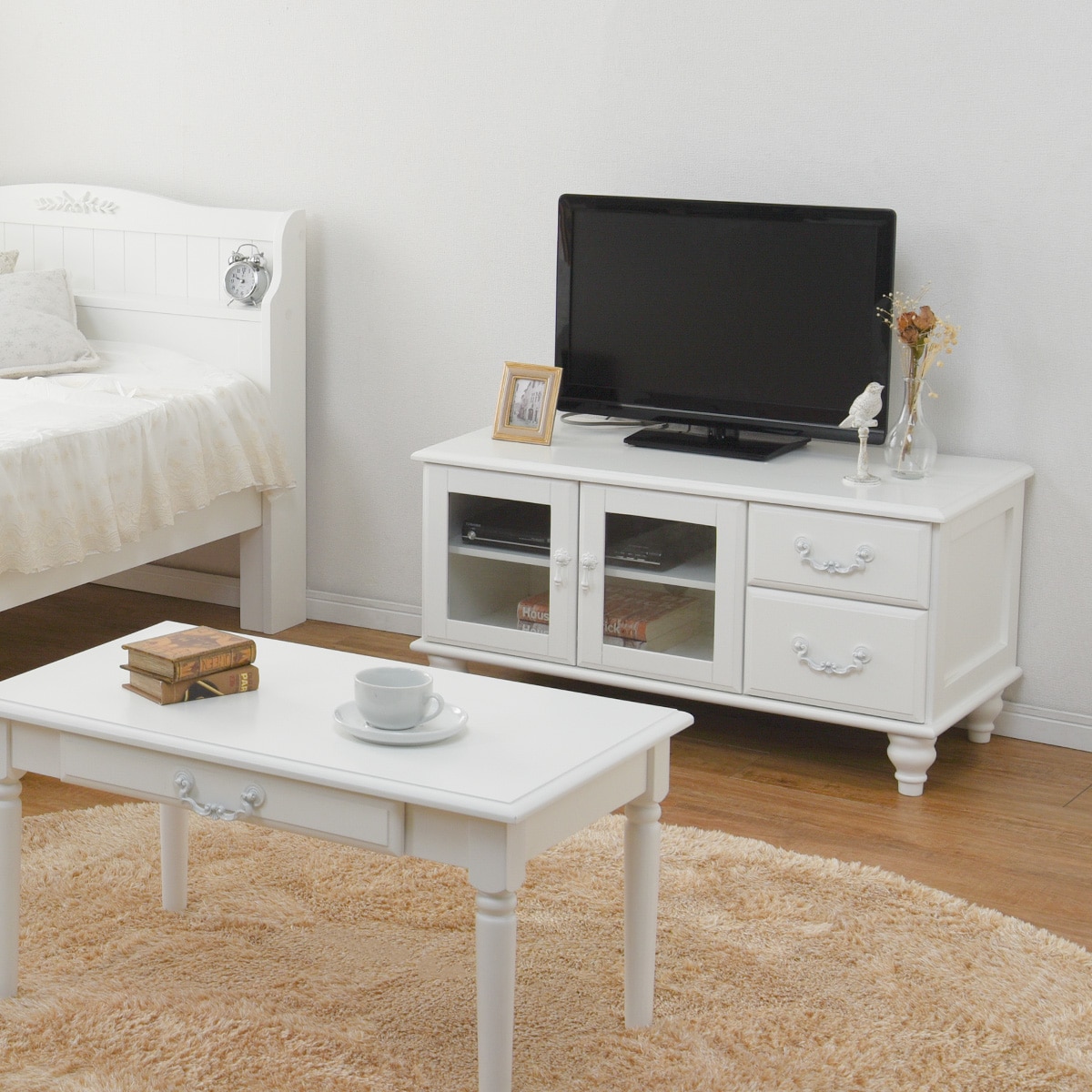 楽天市場】フレンチアンティーク調ホワイトシャビーテレビ台 （幅88cm