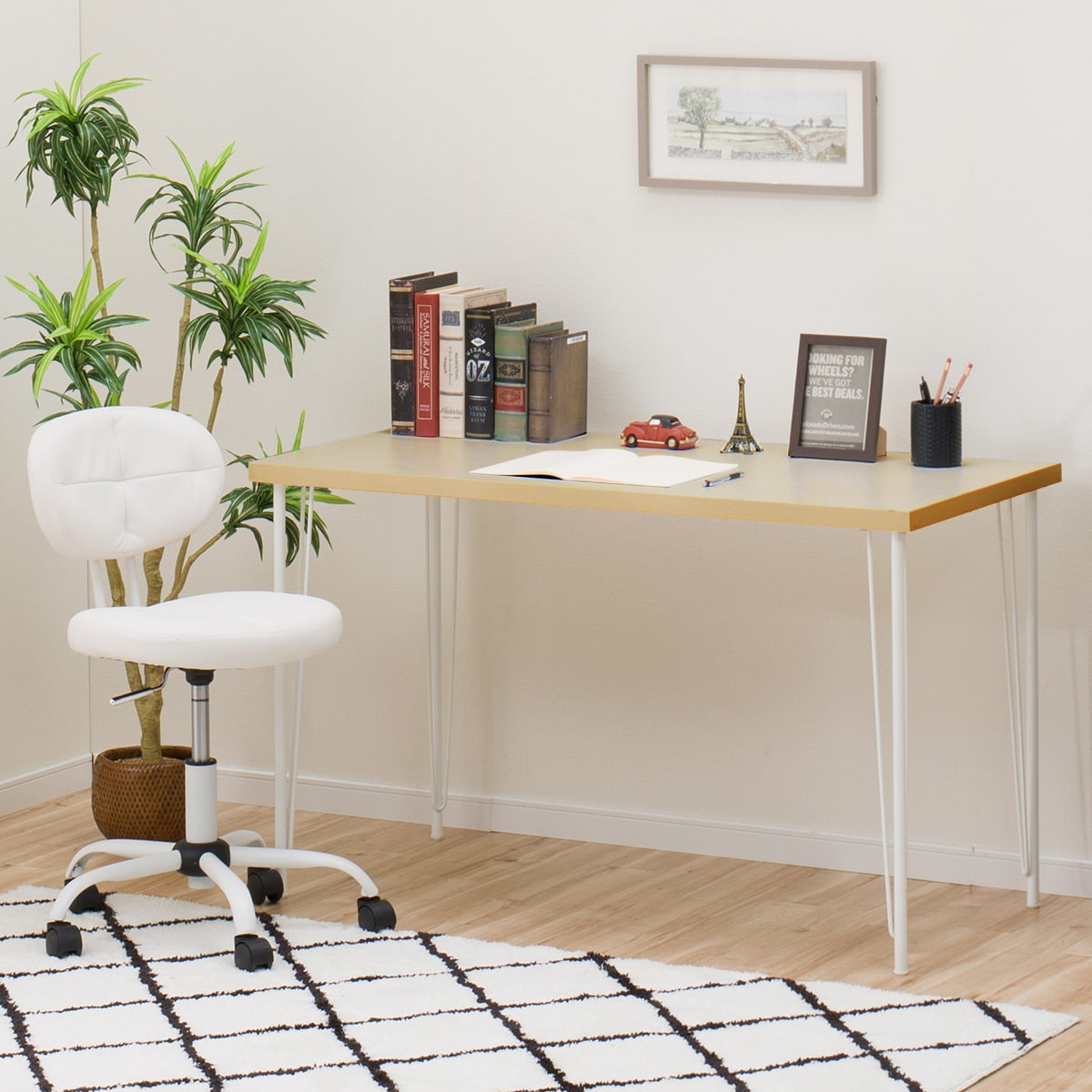 楽天市場】[幅118cm]デスクプレフェセット (天板118LBR/ワイヤーレッグ