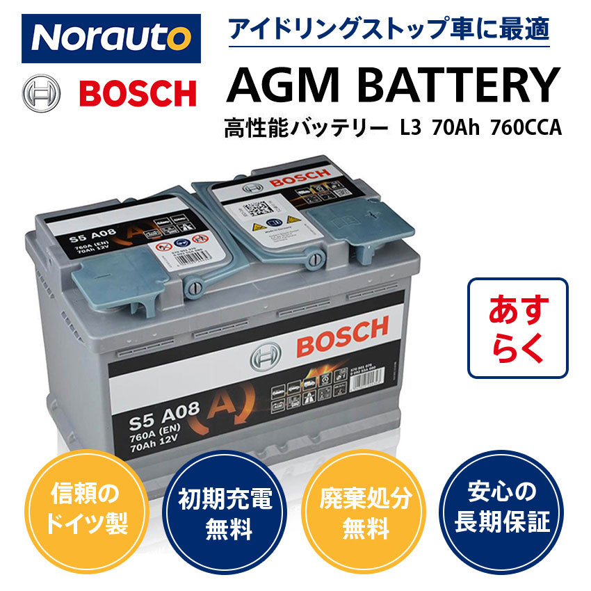 BOSCH AGMバッテリー S5 A08 12V 70Ah 楽天市場】ドイツ製 BOSCH AGM