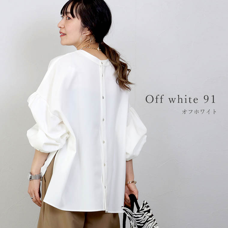 楽天市場】後ろボタン袖シャーリングブラウス 【メール便可/ma3