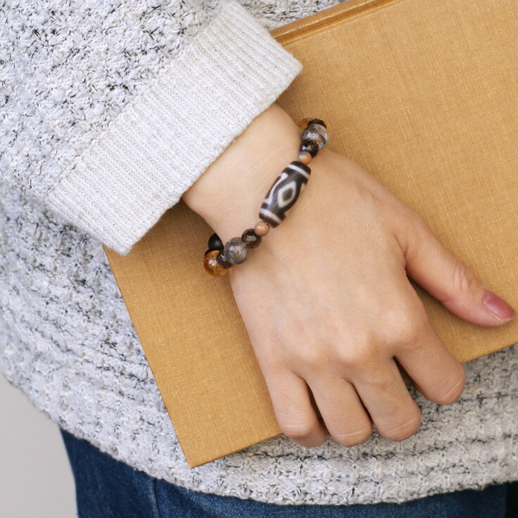 楽天市場】Guida 〜導く〜 -老礦- 金剛双天地天珠ブレスレット【メール