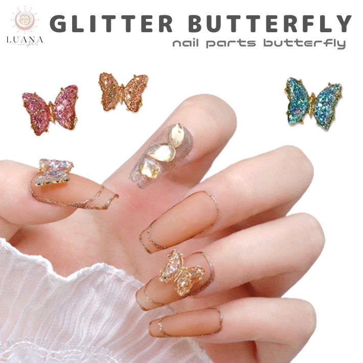 楽天市場】ポイント5倍ネイルパーツ ラメ 蝶々 2個 蝶 バタフライ