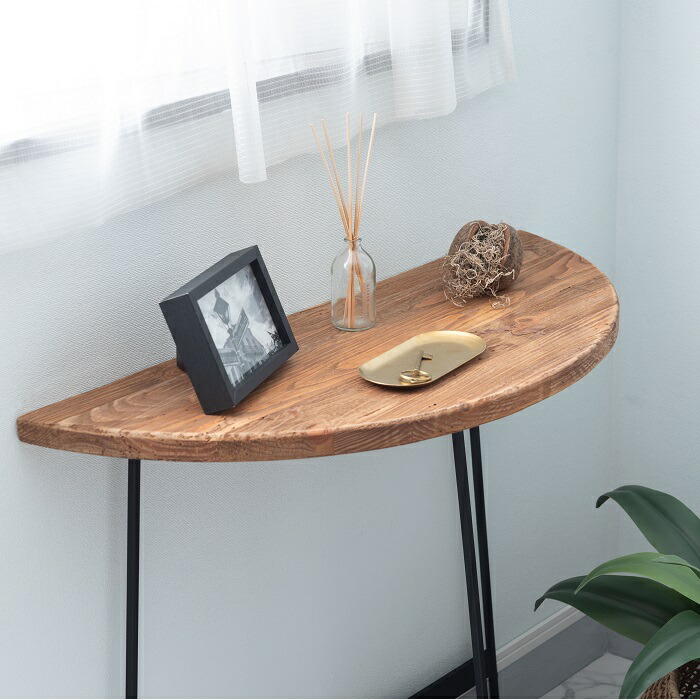 楽天市場】コンソールテーブル 半円 テーブル 古材 古木 木製