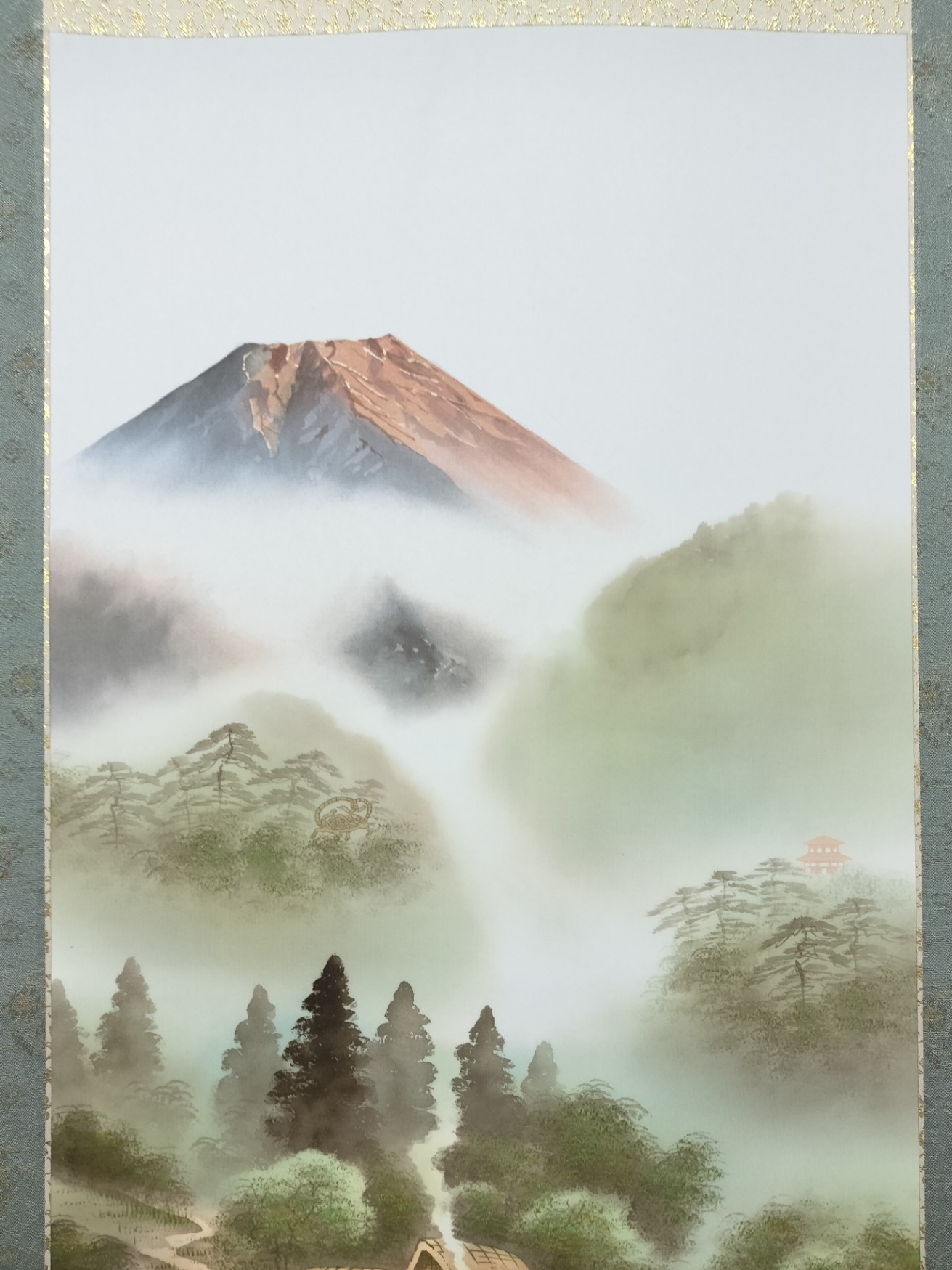 楽天市場】掛け軸 風水霊峰四神図 44.5cm×164cm 化粧箱入