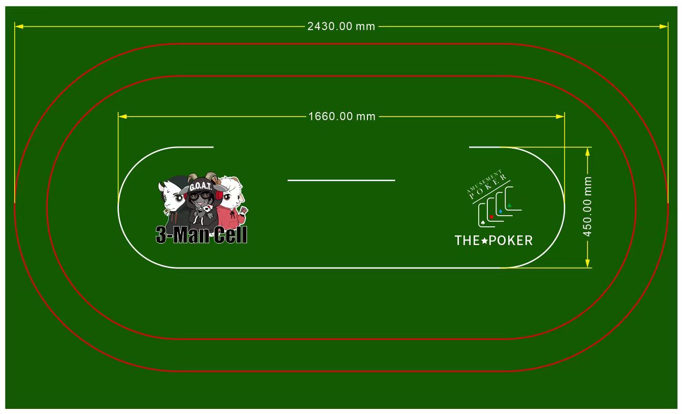 ポーカーテーブル用羅紗1枚 Poker Stars（緑）2400*1200サイズ