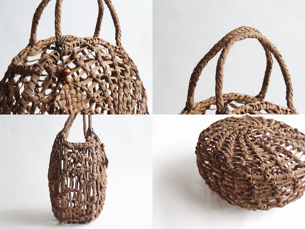 楽天市場】純国産 山葡萄かごバッグ 蜘蛛の巣編み 丸型 チャーム付き