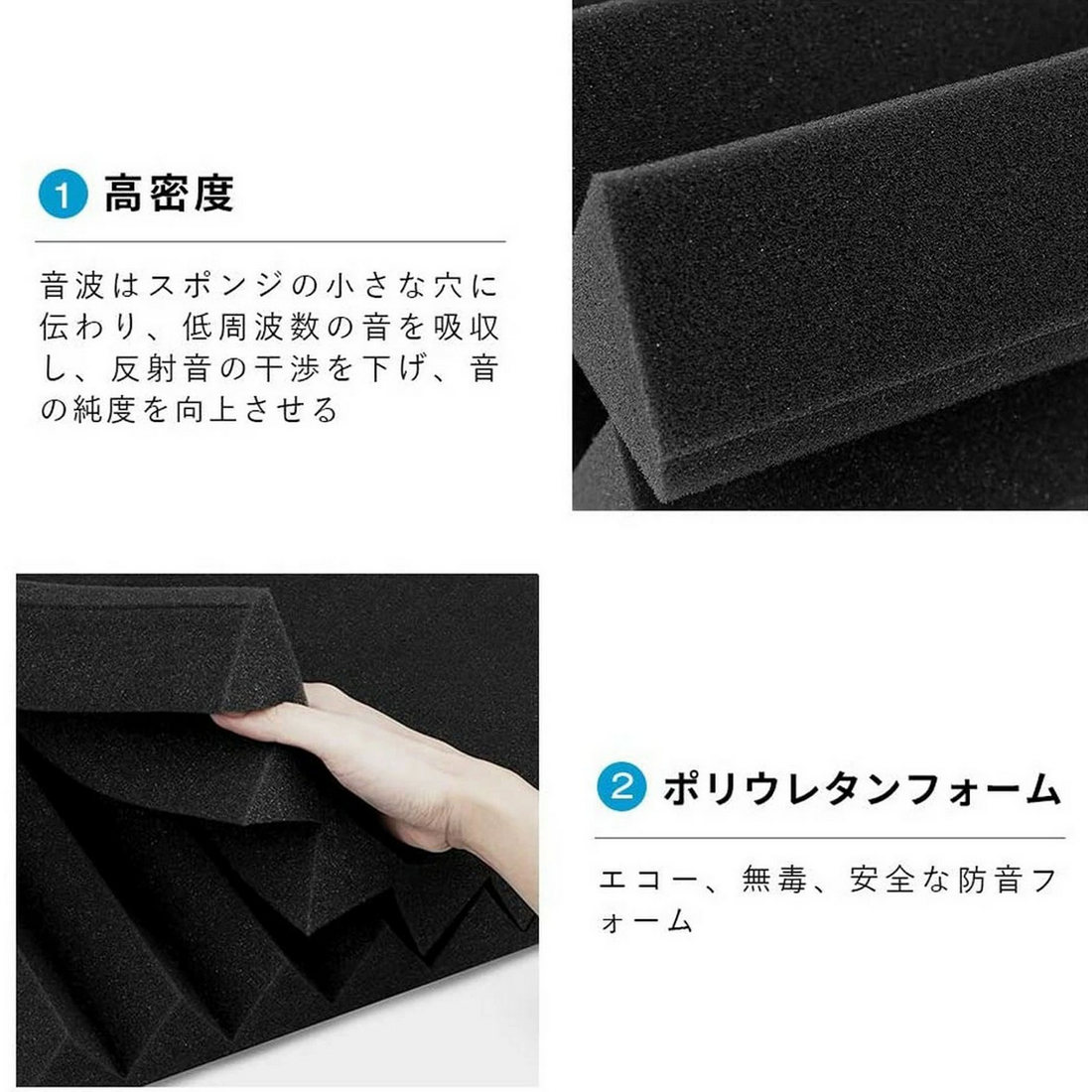 楽天市場】吸音材 24枚セット 25*25cm 厚さ3cm フラット 防音材