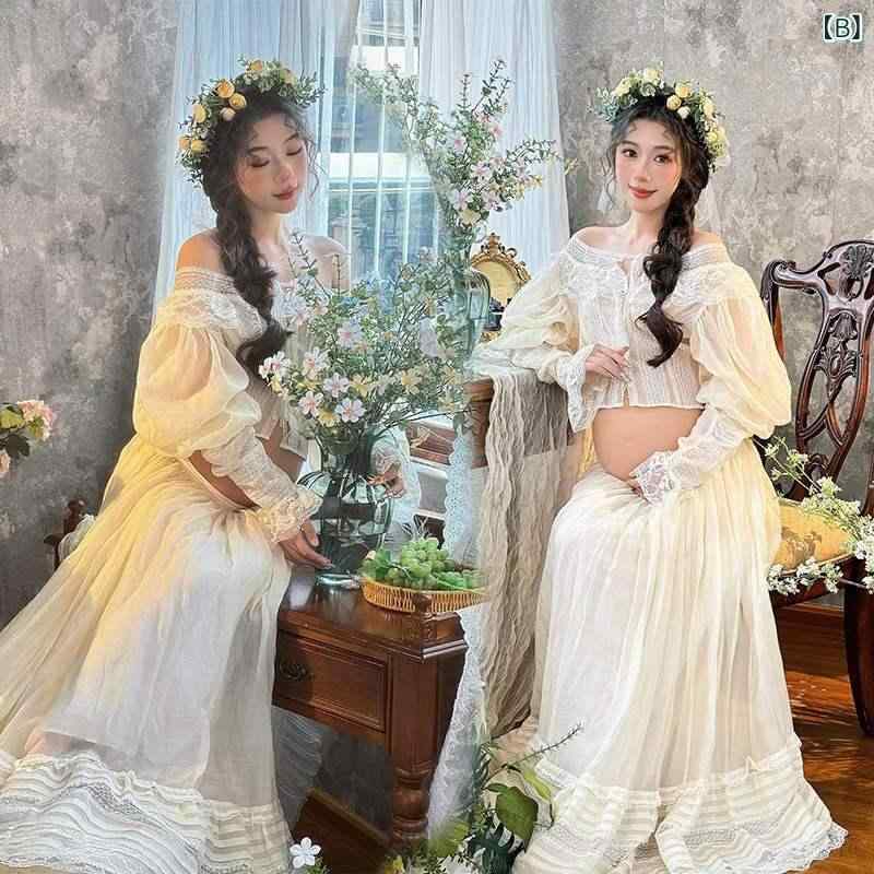 楽天市場】マタニティフォト 妊婦 レース 衣装 かわいい 清楚 ガーリー