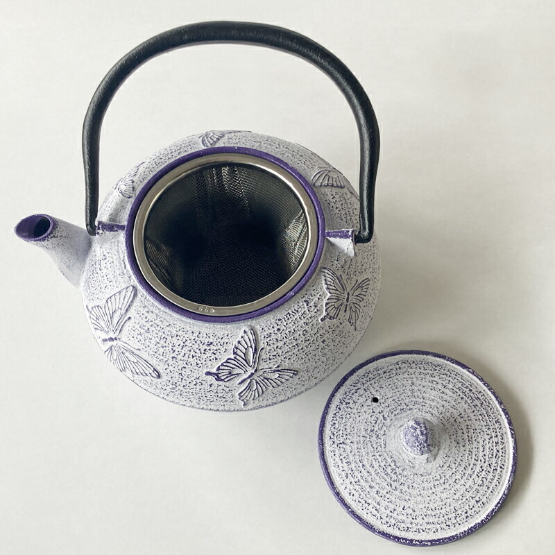 楽天市場】南部鉄器 急須 鉄婚式 蝶々 0.6L [21-20WHCB] 白×ｺﾊﾞﾙﾄﾌﾞﾙｰ