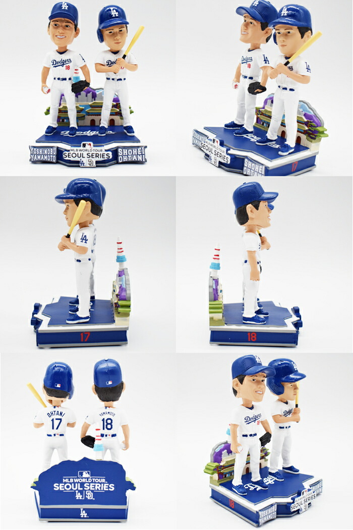 ドジャース ビンスカリーボブルヘッドと非売品缶バッジ ドジャース