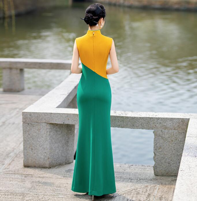 楽天市場】袖なし チャイナドレス ロング丈 チャイナ服 スリット入り