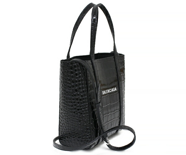 楽天市場】バレンシアガ(BALENCIAGA)クロコ型押しレザー：ブラック