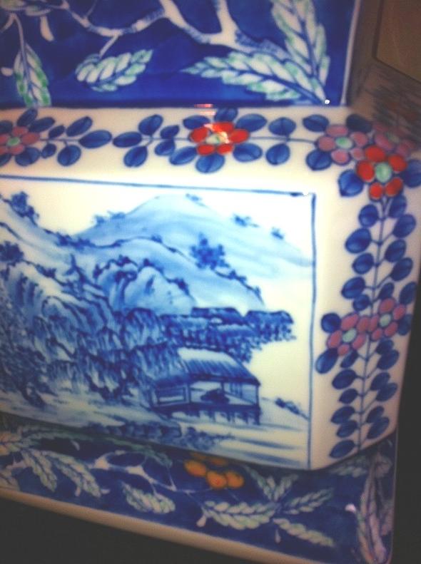 楽天市場】有田焼 華山萬右衛門窯 胴角花瓶(山水文様)【美術品】【花器