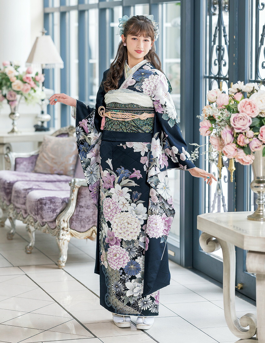 楽天市場】振袖 販売 単品 成人式 濃紺 古典 正絹 新品 振袖ブランド