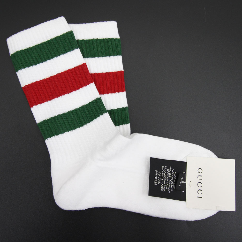 楽天市場】グッチ ソックス ホワイト グリーン レッド コットン