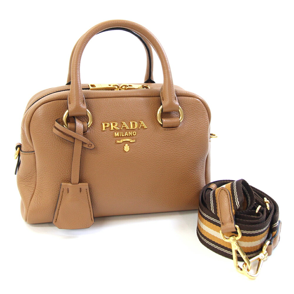 楽天市場】プラダ 2WAYハンドバッグ 1BB108 キャメルブラウン レザー
