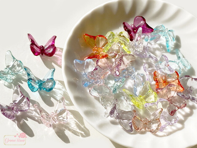 楽天市場】クリアカラー バタフライ 蝶々 プラスチック ビーズ
