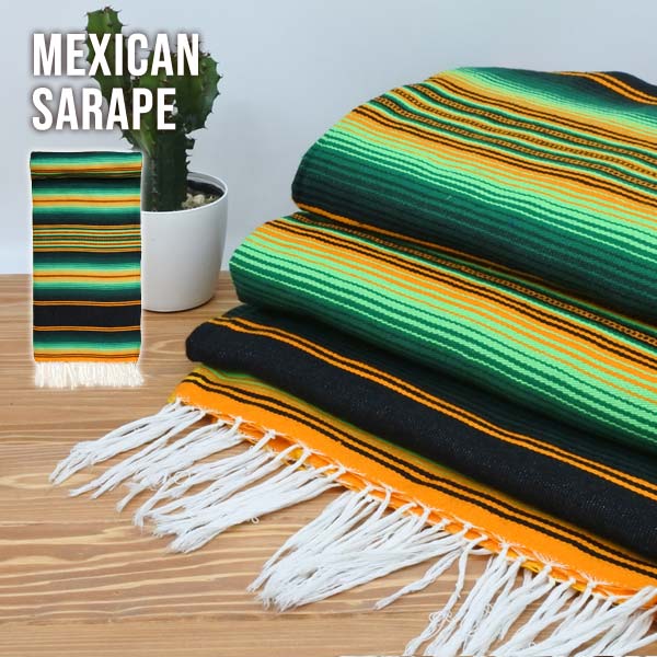 楽天市場】サラペ No.85 グリーン オレンジ メキシカン ラグ 大判 厚手