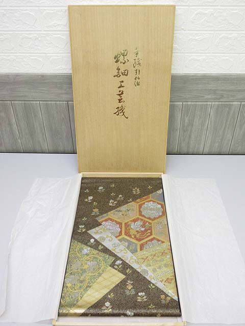 楽天市場】【未使用品】 螺鈿細工 袋帯 ブラウン系 金糸 礼装 華やか