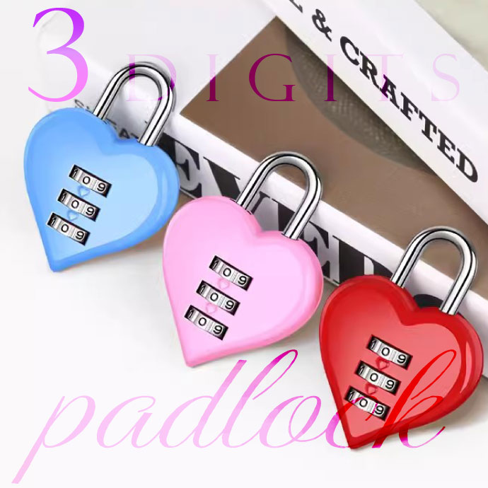 楽天市場】ハート 南京錠 3桁ダイヤル式 レッド ハート型ダイヤル