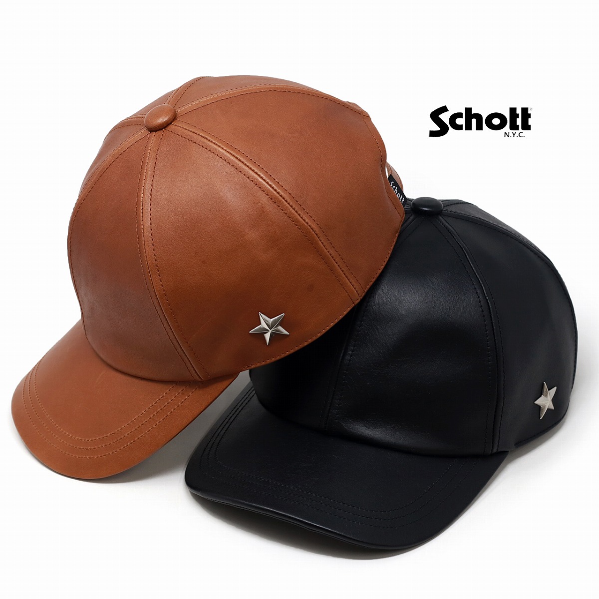 楽天市場】メンズ キャップ 本革 レザー 帽子 Schott N.Y.C cap 男性