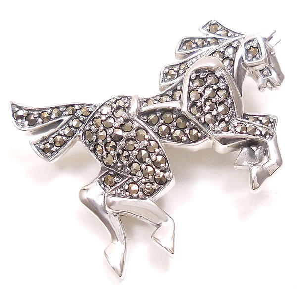 シルバー925 マーカサイト クロス デザイン ブローチ、ペンダント兼用