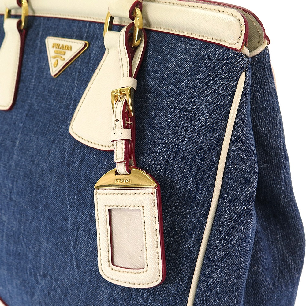 楽天市場】【中古】 プラダ デニム×サフィアーノ BN2441 ハンドバッグ