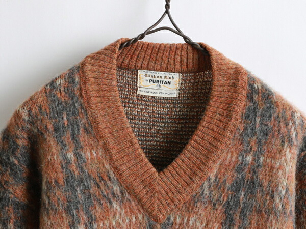 楽天市場】60's ☆ Puritan ピューリタン チェック 柄 Vネック モヘア