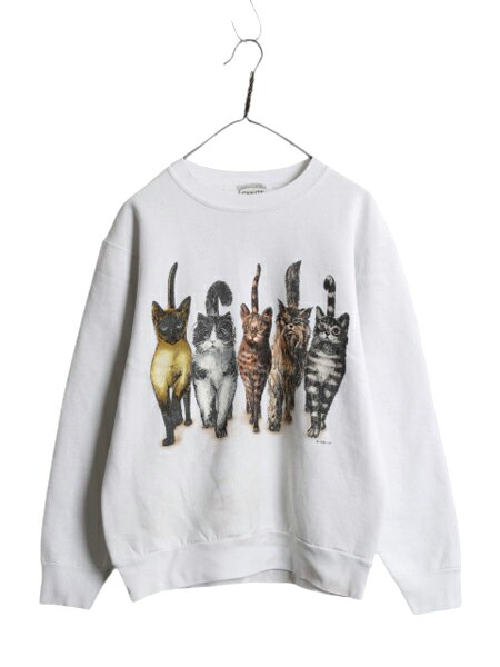 楽天市場】90s USA製 ネコ アート イラスト 両面 プリント スウェット