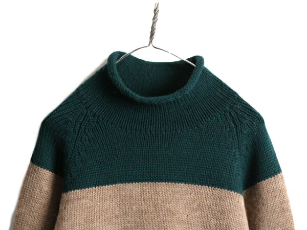 楽天市場】90s □ J CREW ワイド ボーダー ロールネック ウール ニット