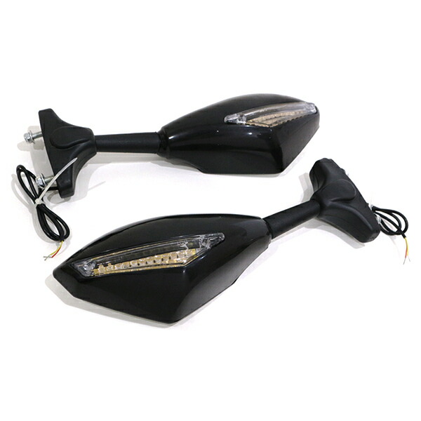 楽天市場】LED ウインカー付き バックミラー ブラック スクエア 左右