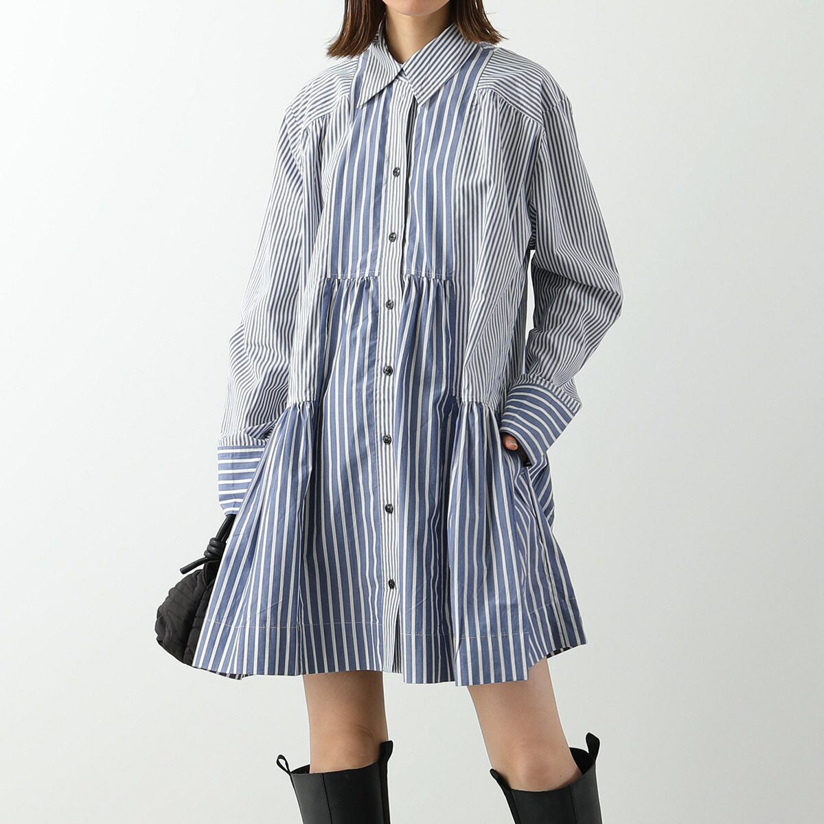 楽天市場】GANNI ガニー シャツ ワンピース Stripe Cotton Wide Mini