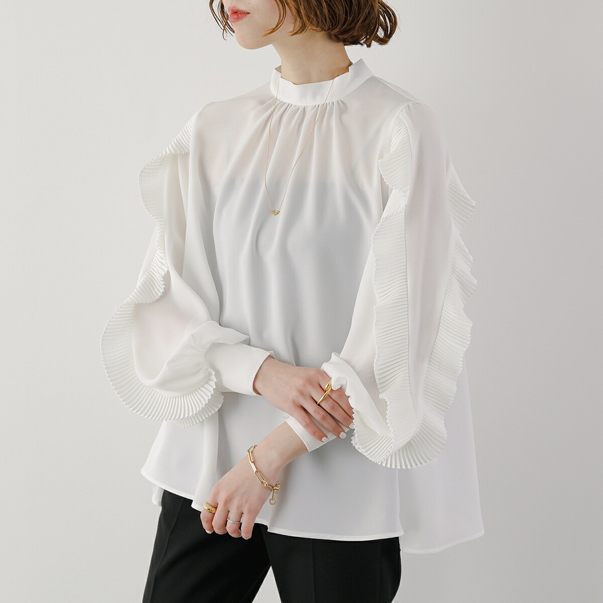 楽天市場】anana アナナ ブラウス a51-033 レディース 袖プリーツ