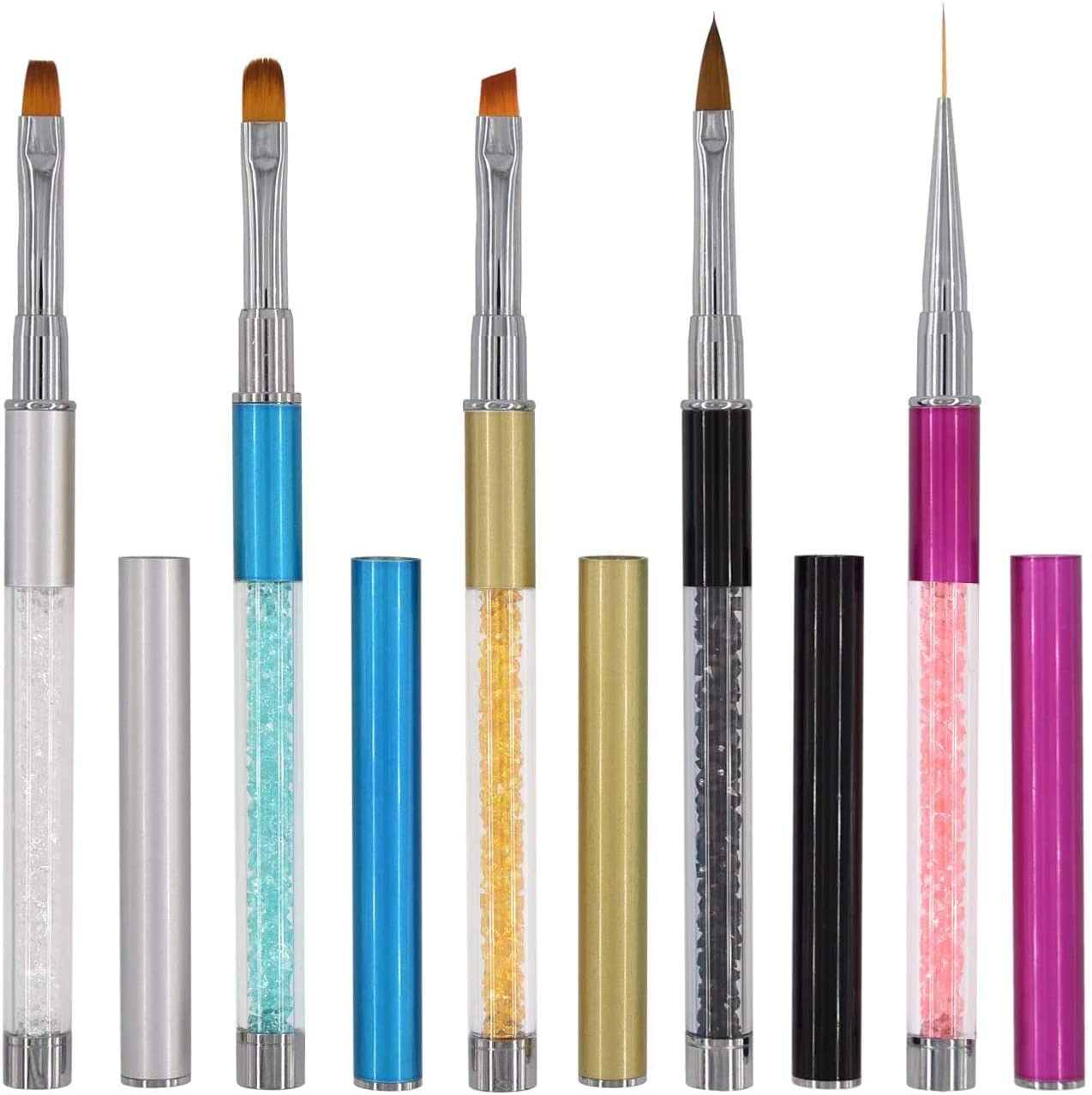 楽天市場】ジェルネイル ブラシ 5本セット 筆 キャップ付き ジェル