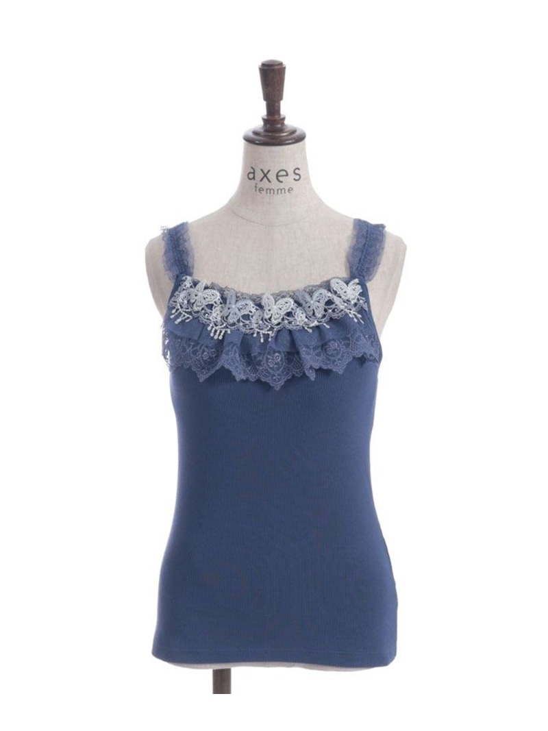 楽天市場】カップ付き蝶々レースキャミ axes femme アクシーズファム