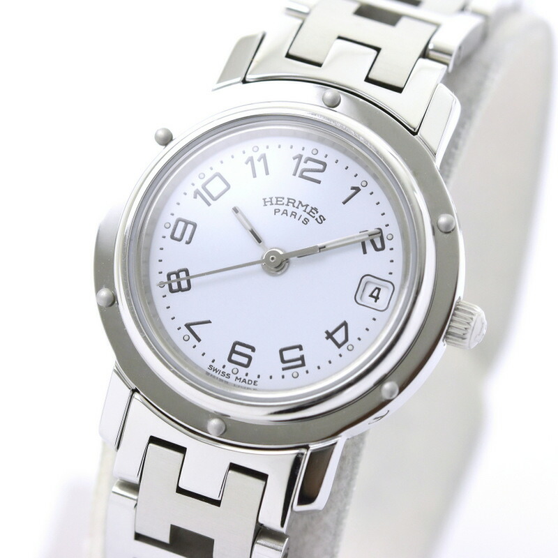 HERMESエルメス クリッパーホワイトCL4210腕時計レディース電池2026